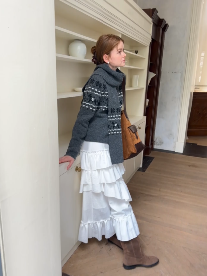 Winter Fair Isle Knit Sweater with Snowflake and Animal Pattern