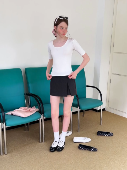 Asymmetrical Front Slit Mini Skirt
