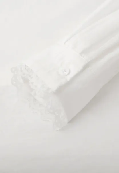 Elegant Lace Trim Button Down Shirt