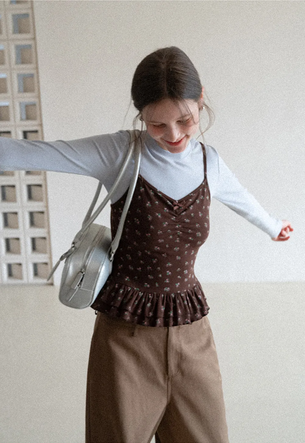 floral peplum tank top with ruffle hem