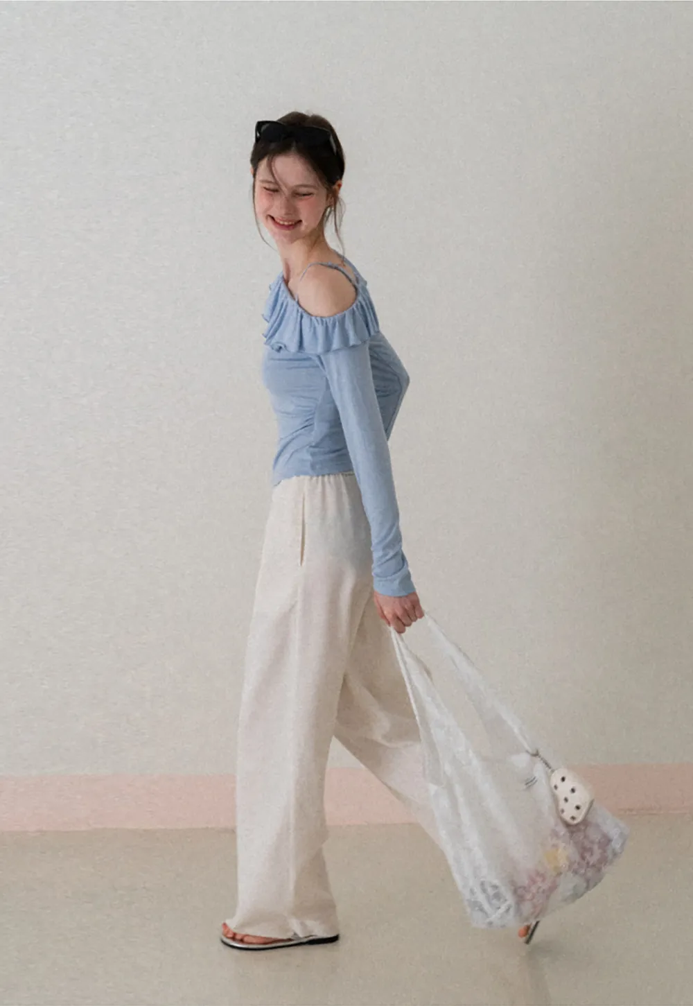 Wide Leg Drawstring Casual Pants