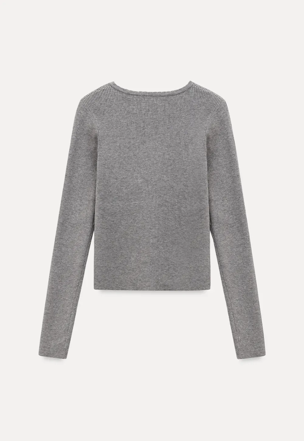 Ribbed knit sweater with round neckline long sleeves simple design