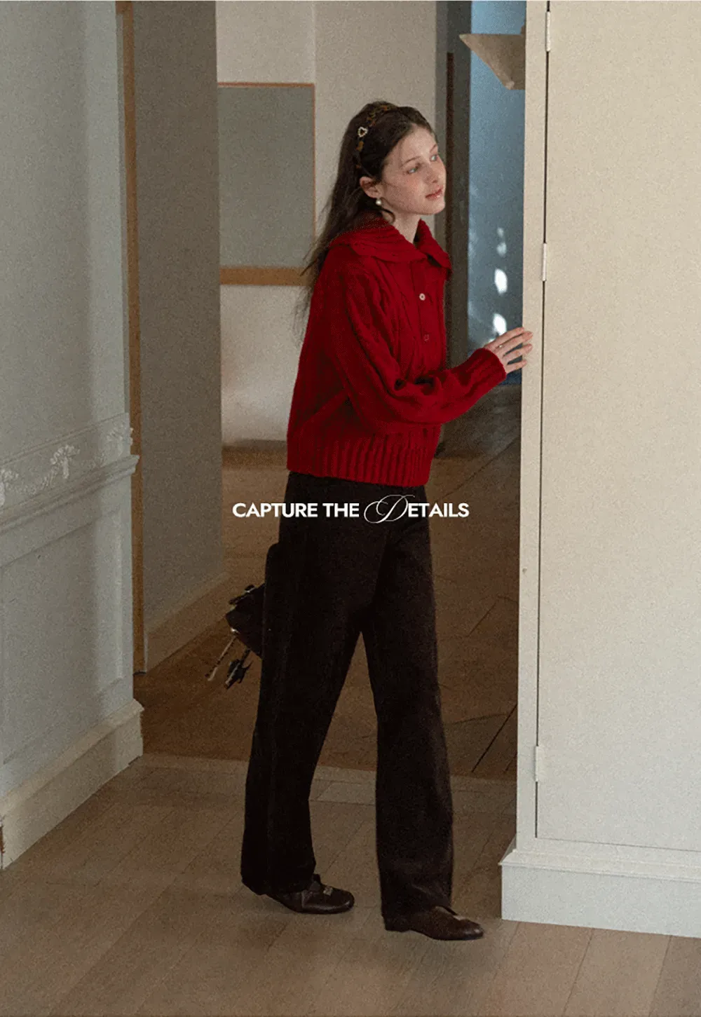 Cable Knit Turtleneck Sweater with Ribbed Sleeves and Hem