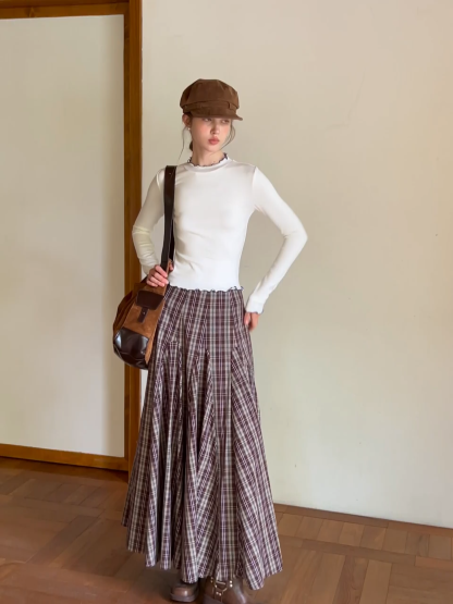 Women Mock Neck Slim Fit Basic Long SleeveTee 