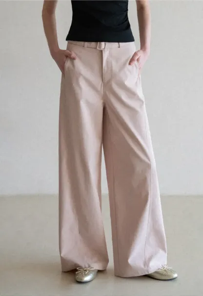 Wide Leg Casual Pants with Belted Waist