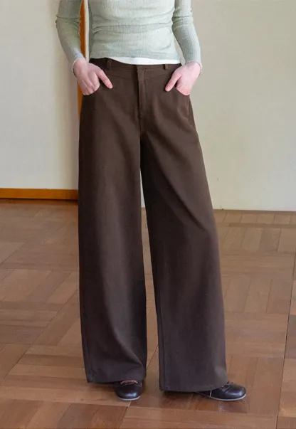 Wide Leg Casual Pants with Front Pockets