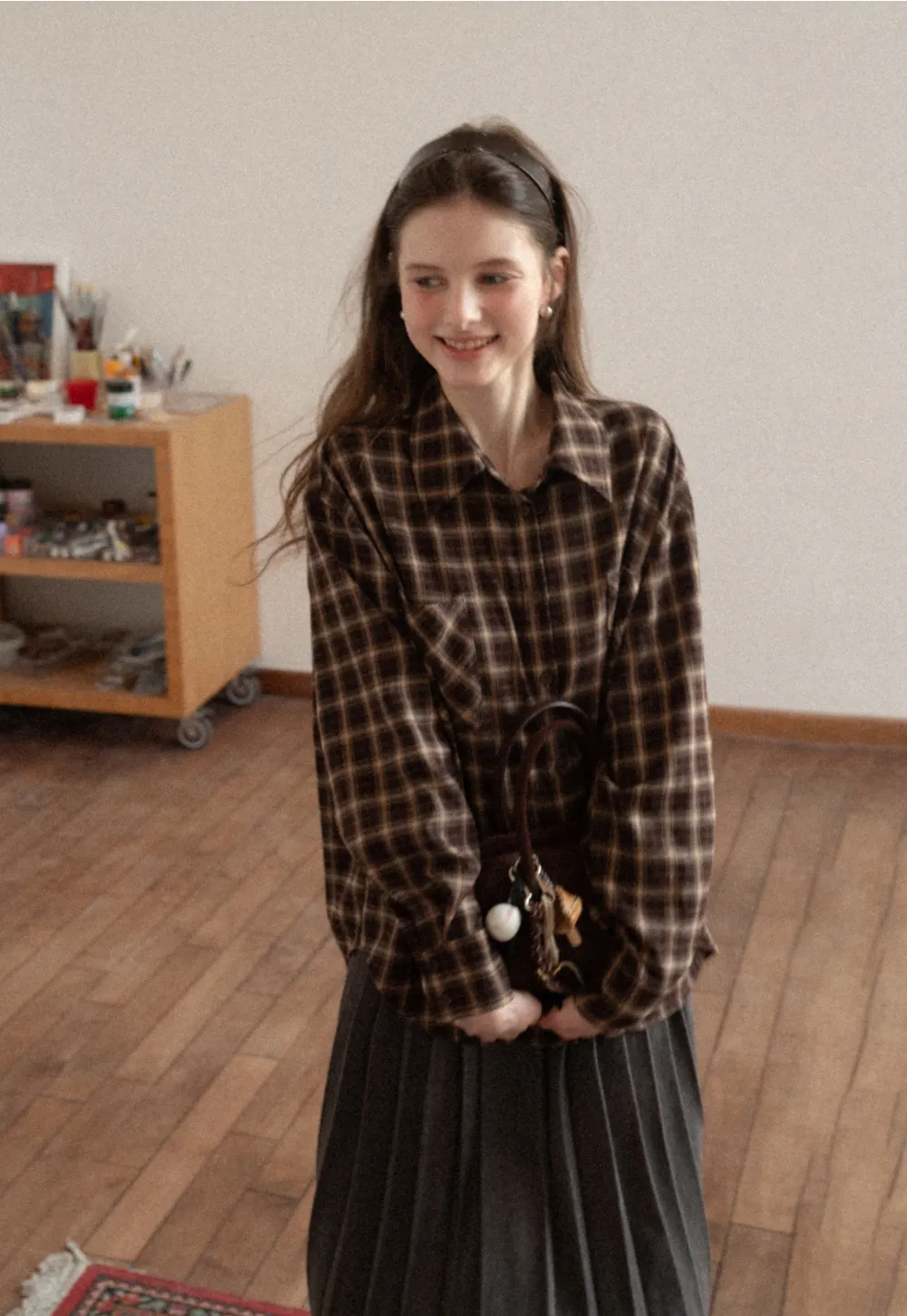 Classic Pleated Skirt in Dark Gray