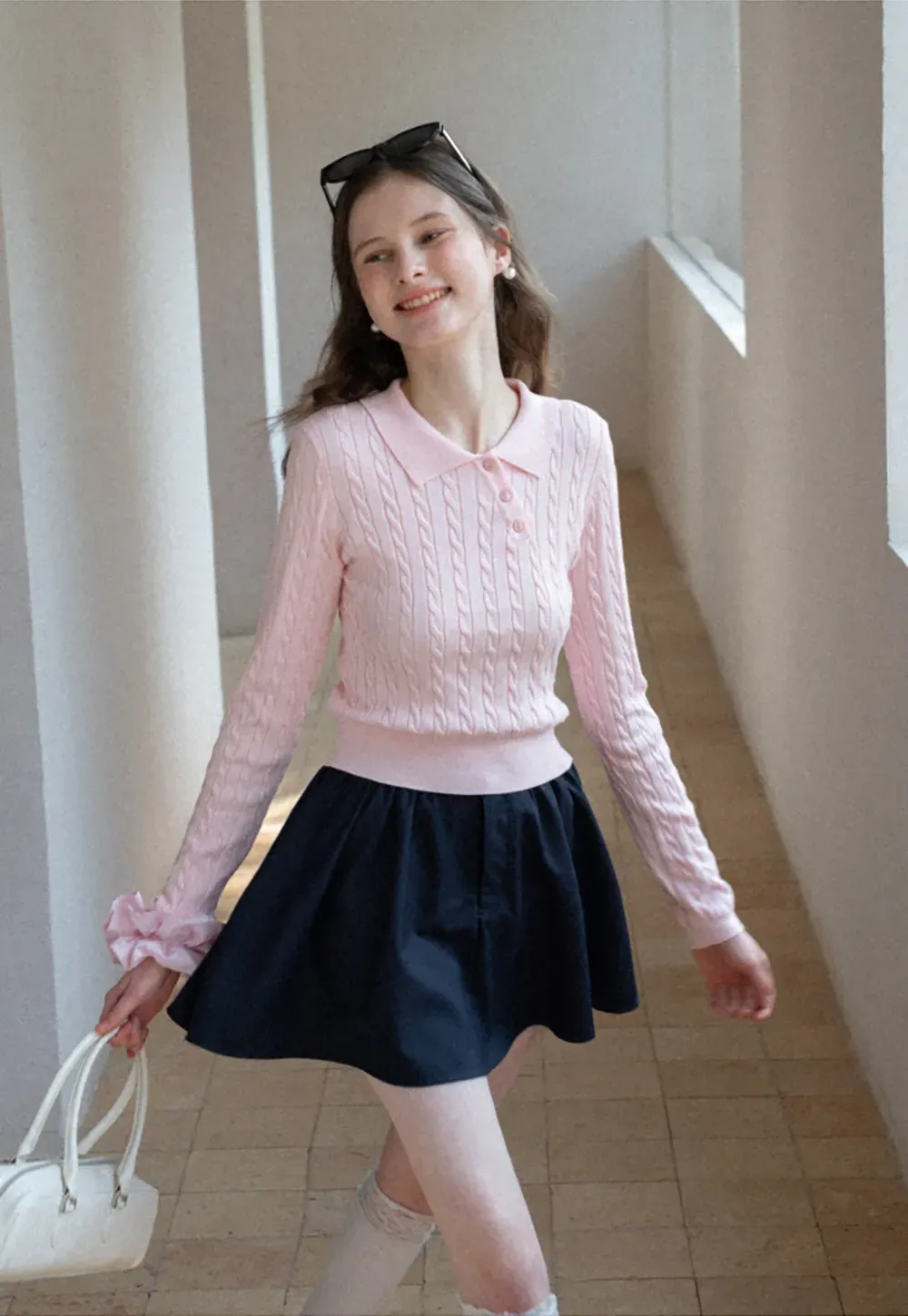 Pleated A-line Mini Skirt with Waistband