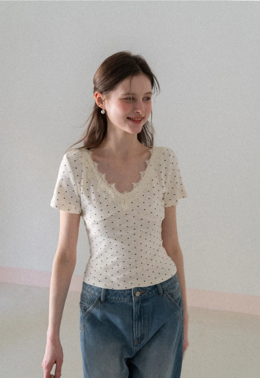 Polka Dot Short Sleeve T Shirt