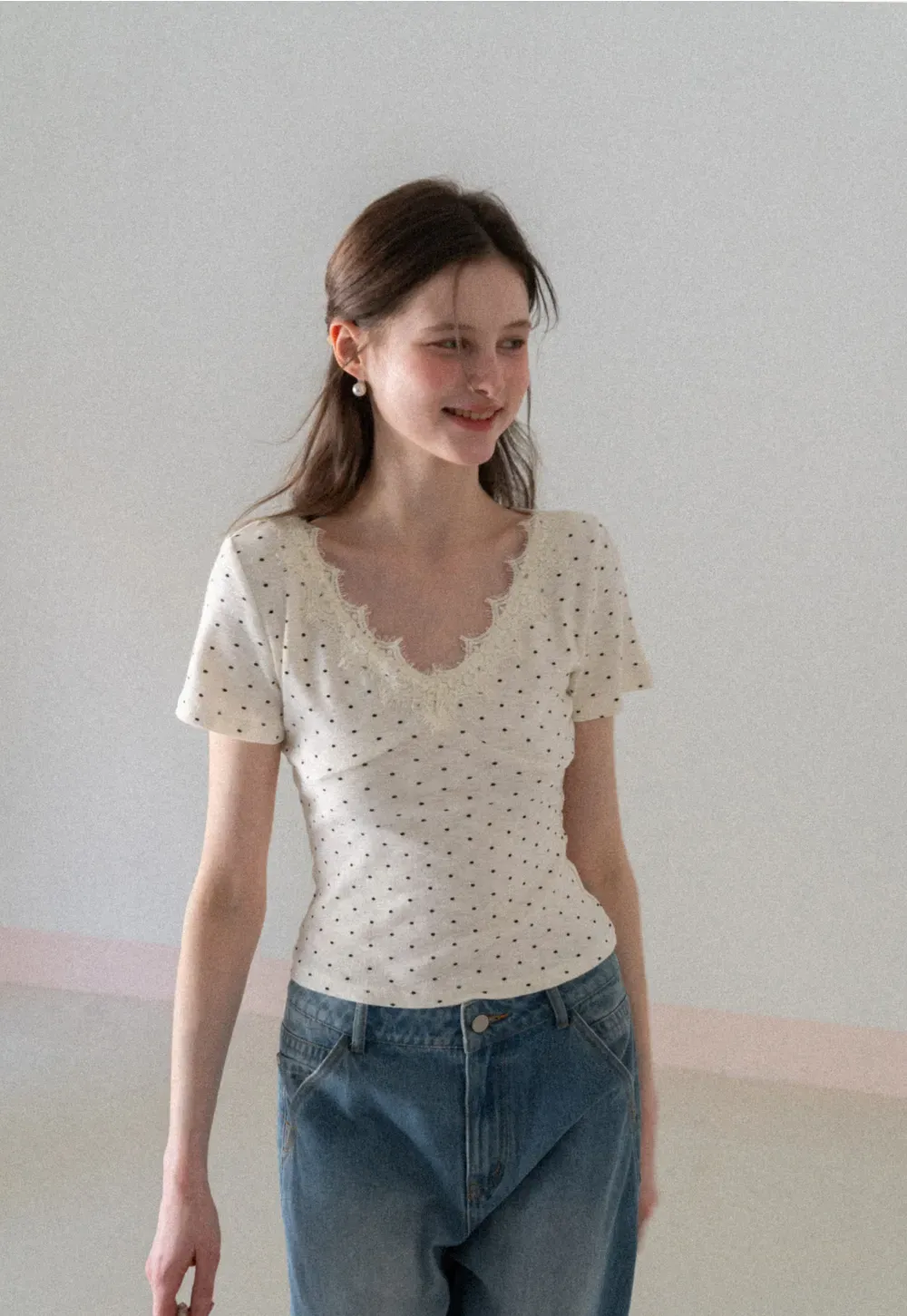 Polka Dot Short Sleeve T Shirt