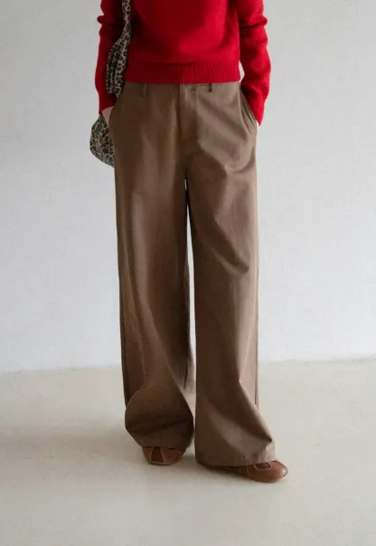 Wide leg casual pants with front pockets and relaxed fit