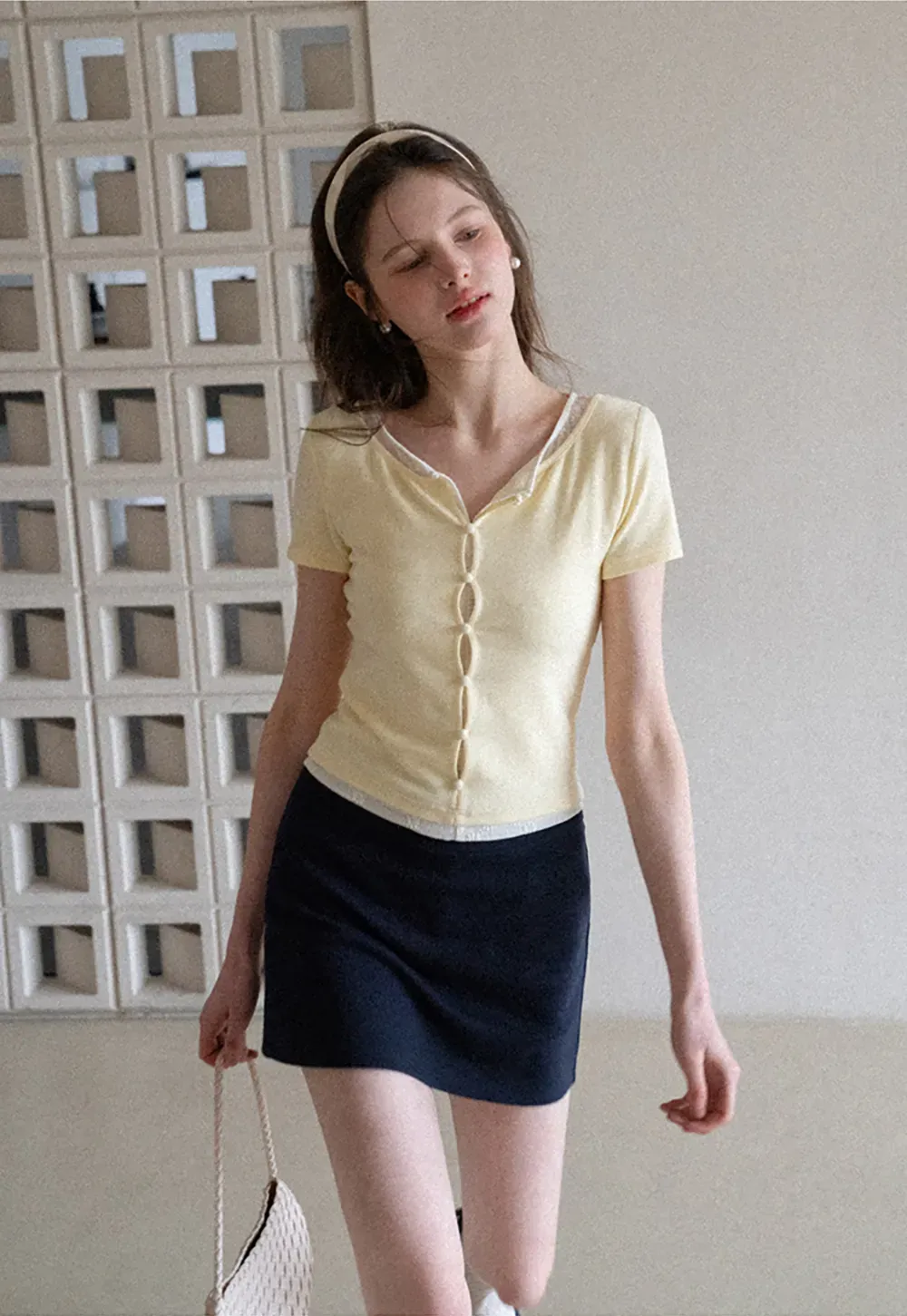 A-line mini skirt with elastic waistband