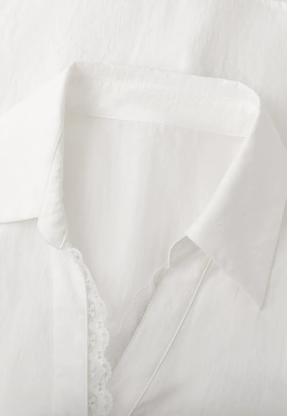 Elegant Lace Trim Button Down Shirt