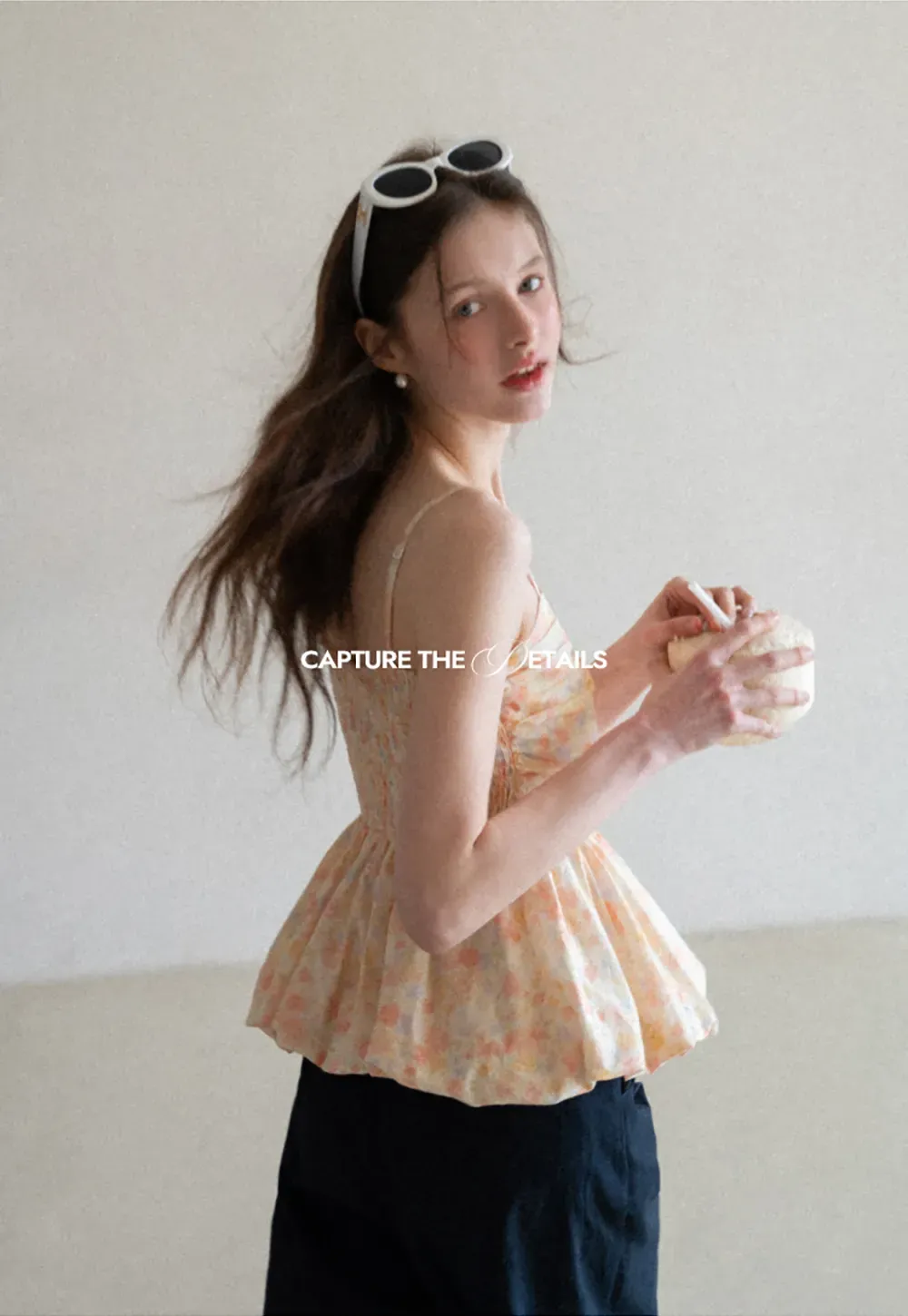 Floral Print Peplum Tank Top and Woolen Knit Sweater