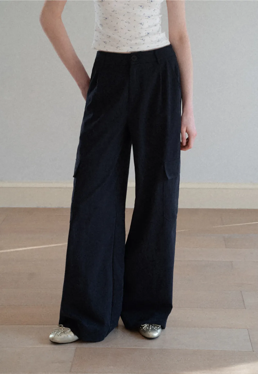 Wide Leg Pleated Casual Pants
