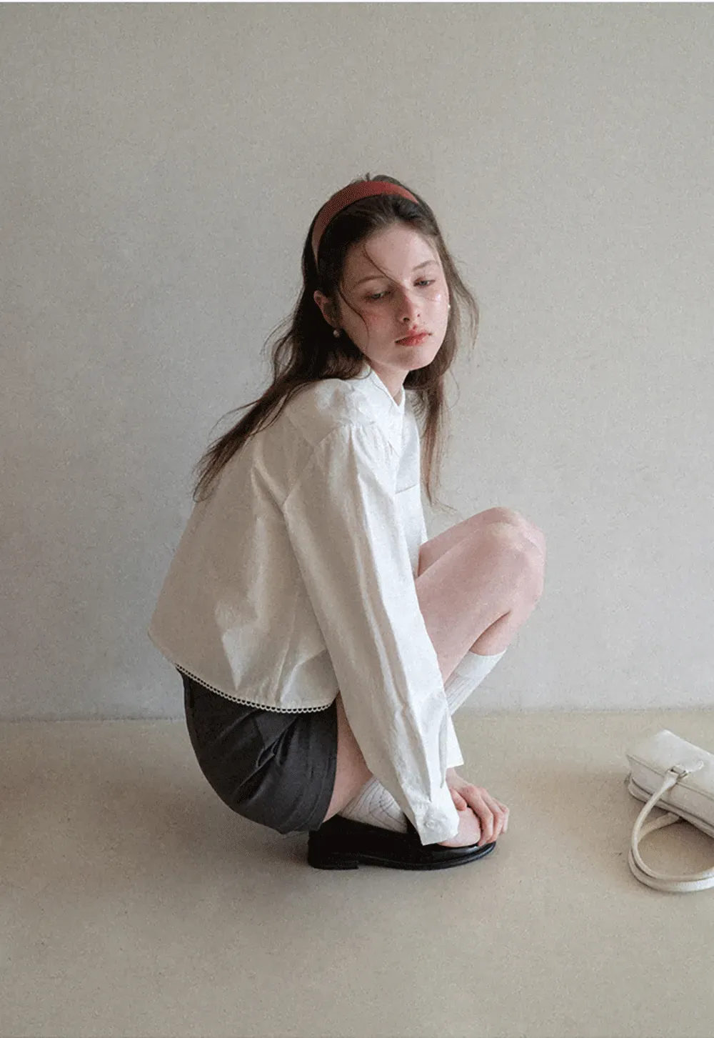 High waist tailored shorts with lace trim