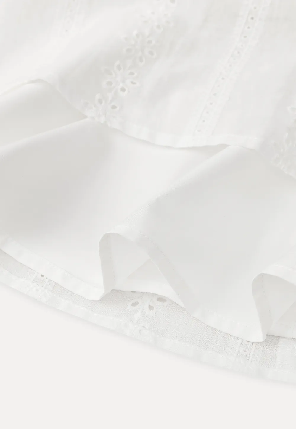 Eyelet Lace Dress with Puffed Sleeves and Tiered Skirt