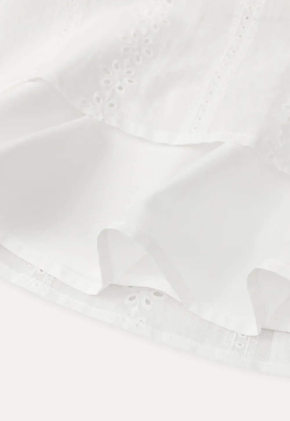 Eyelet Lace Dress with Puffed Sleeves and Tiered Skirt