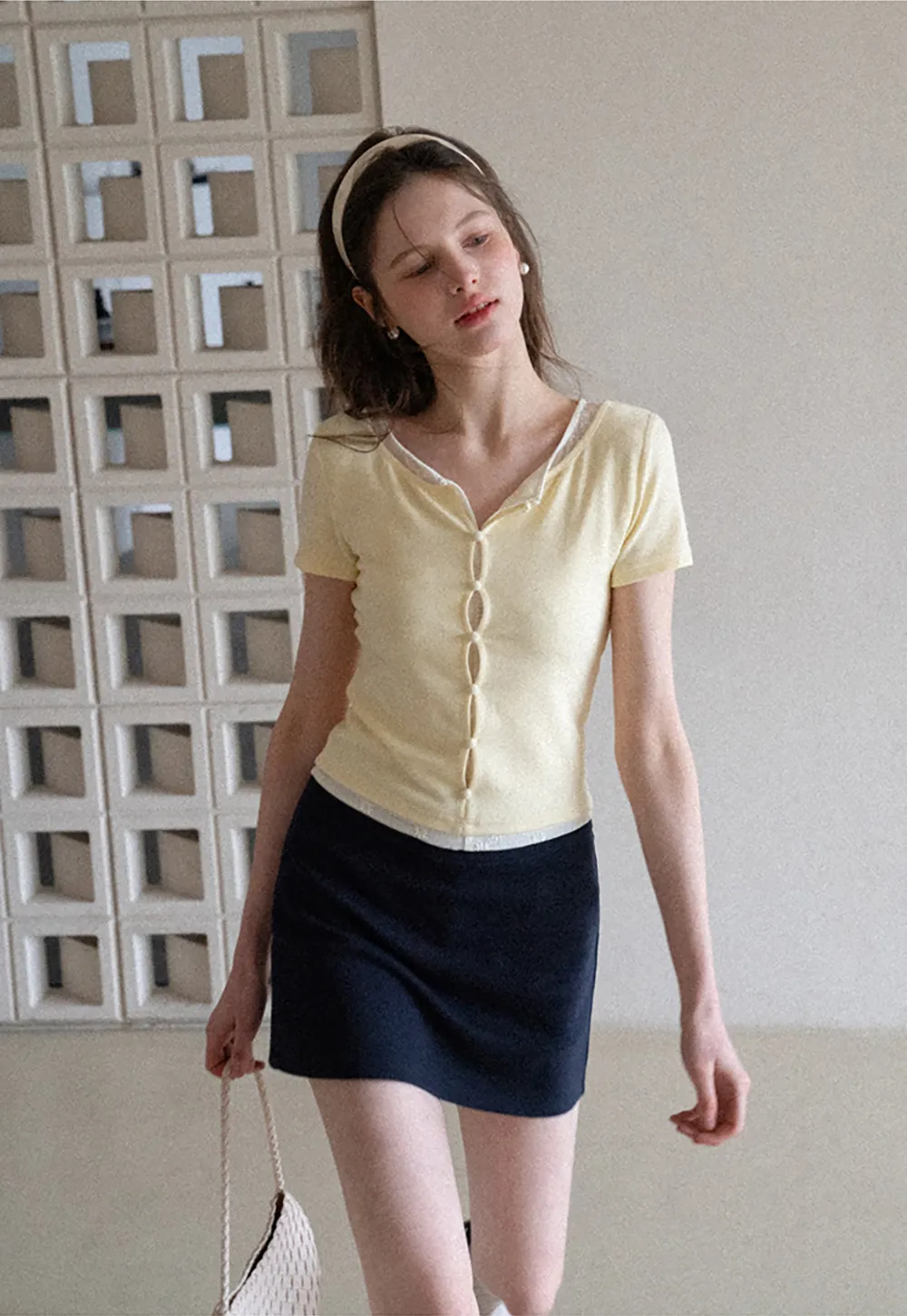 A-line mini skirt with elastic waistband