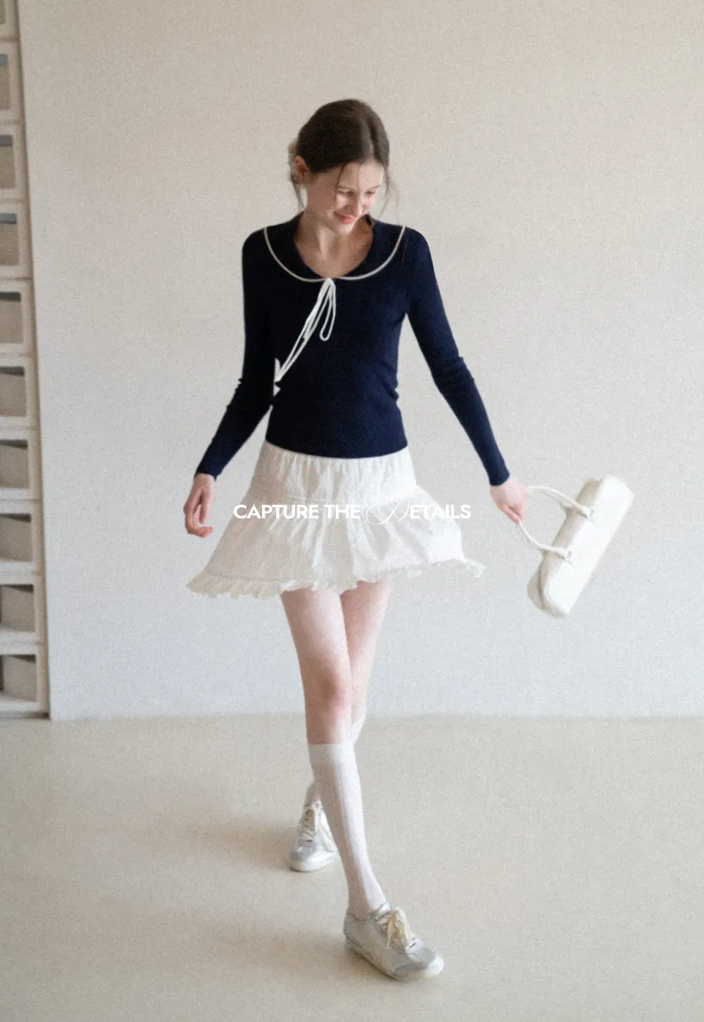 Eyelet Trimmed Tiered Skirt with Ruffled Hem