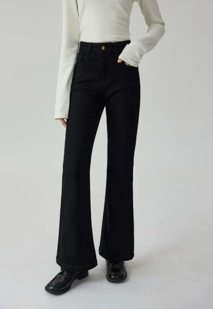 Women's Fleece-Lined Flare Denim Jeans