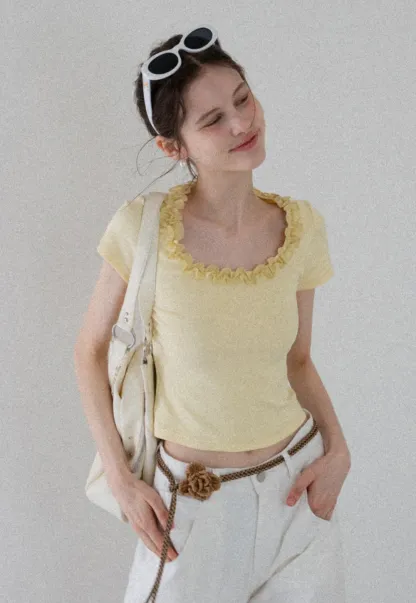 Women's Ruffle-Trim Scoopneck Tee
