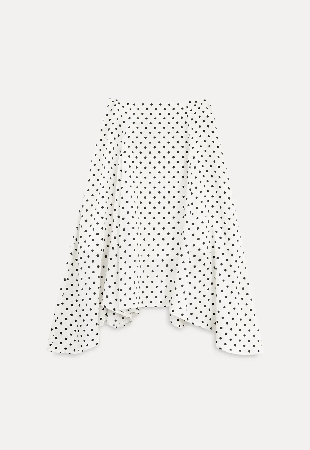 Polka dot asymmetrical hem skirt with pleats