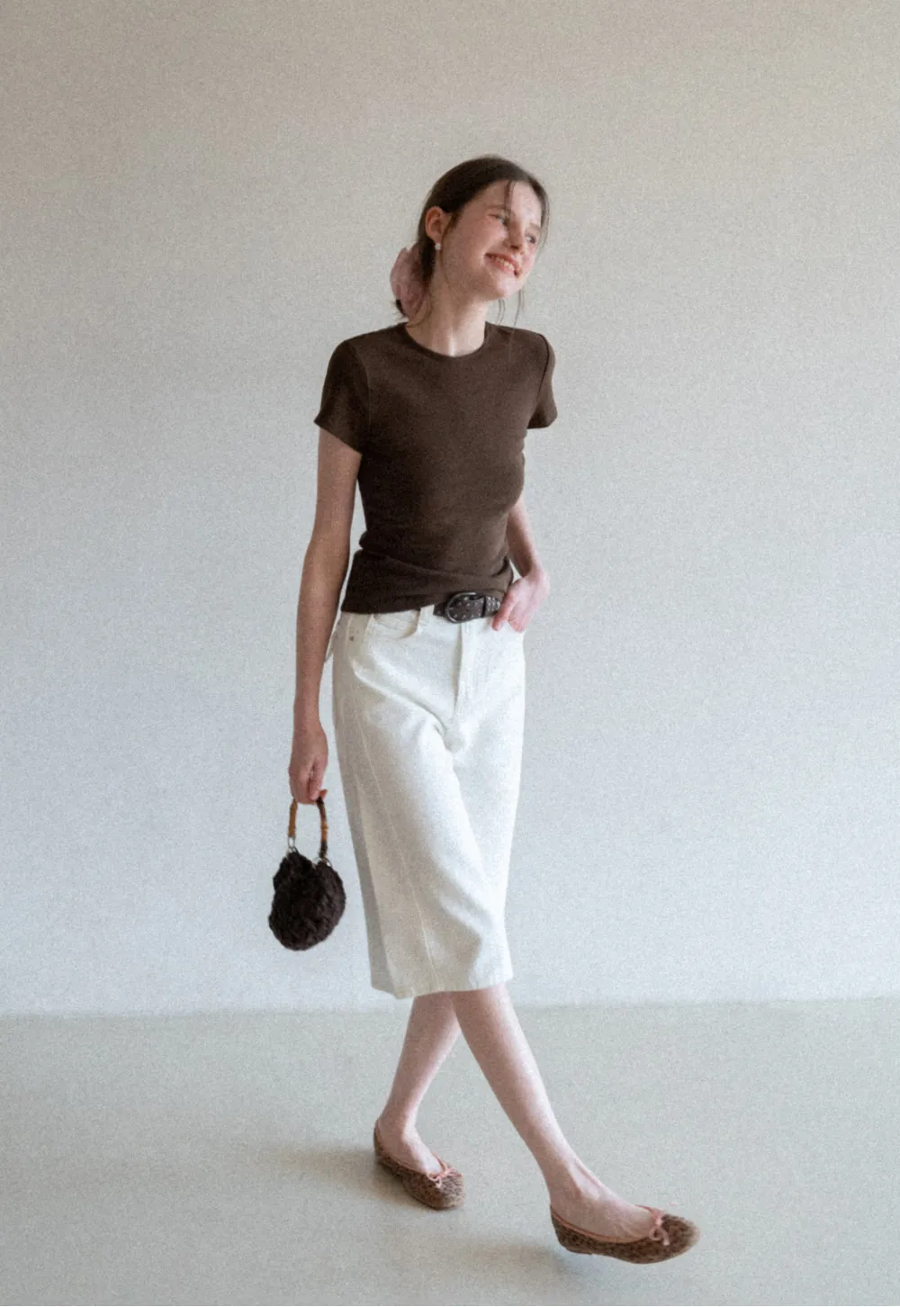 Wide Leg Denim Shorts with Belt and Back Pockets