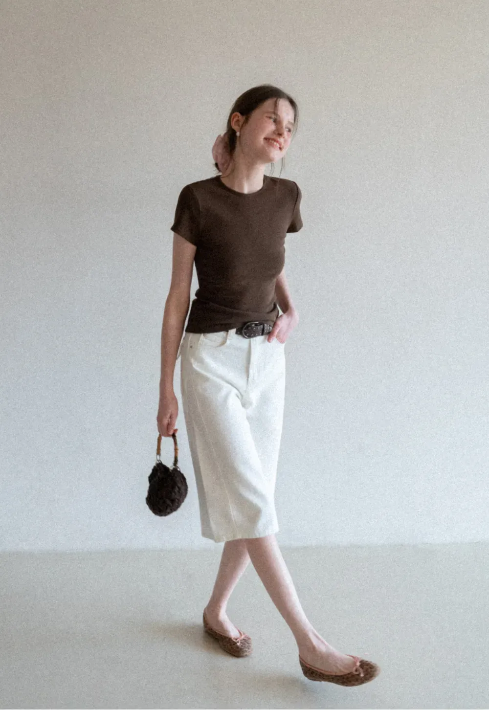 Wide Leg Denim Shorts with Belt and Back Pockets