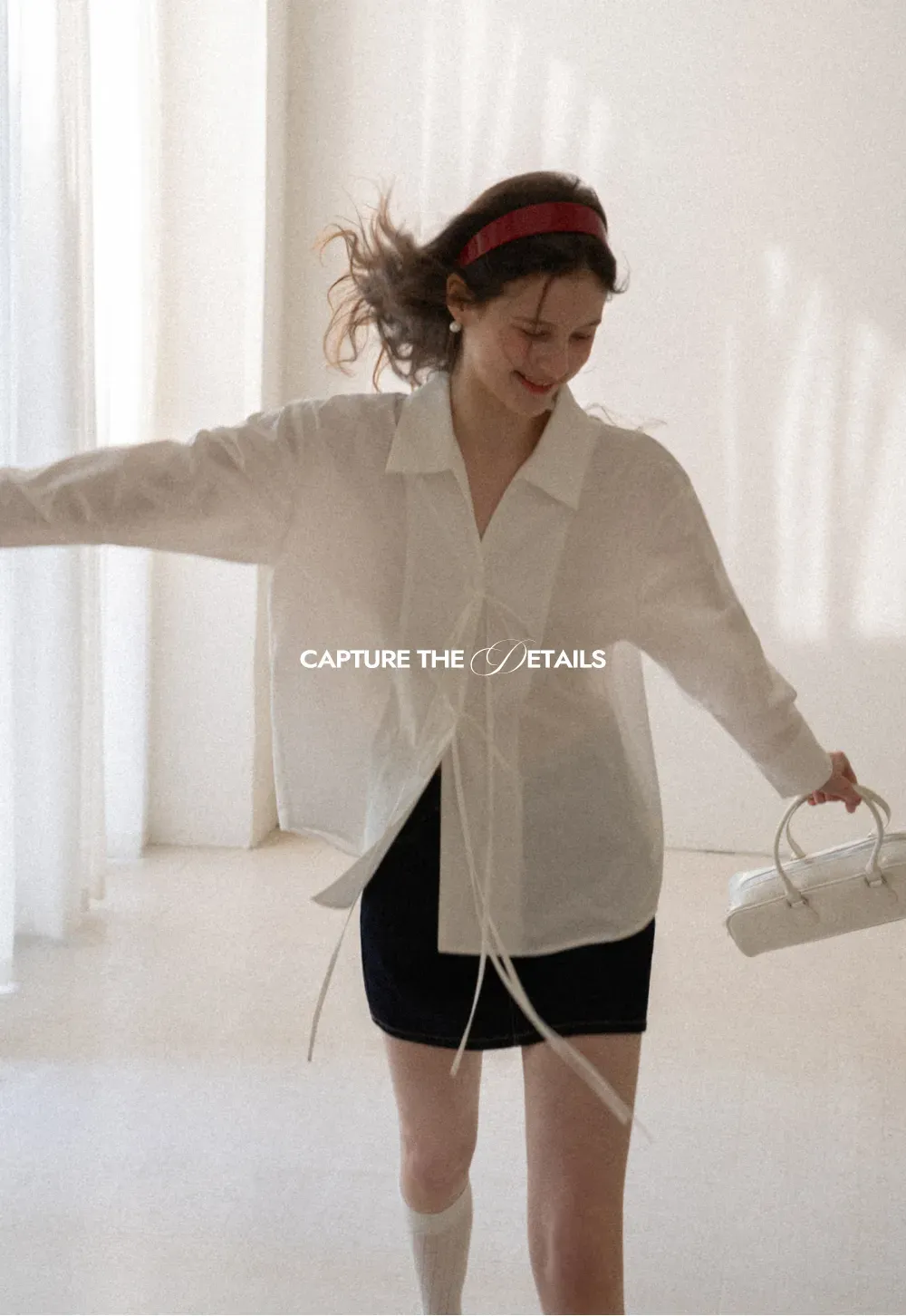 Long sleeve shirt with front tie detail