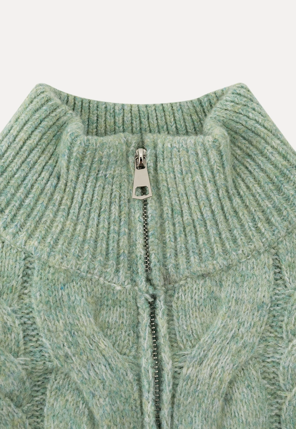 Women Cozy Cable Knit Cardigan with Zipper