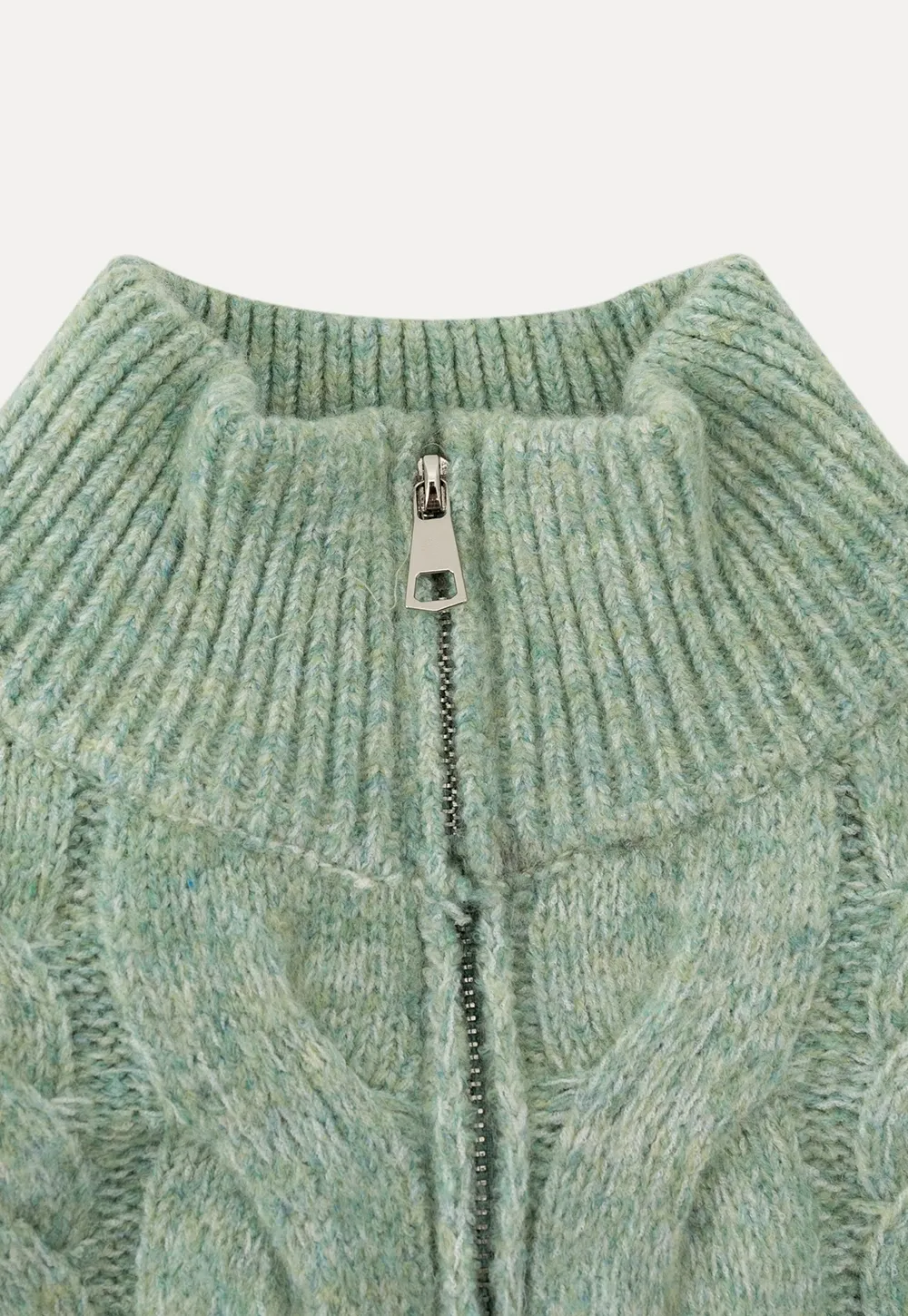 Women Cozy Cable Knit Cardigan with Zipper