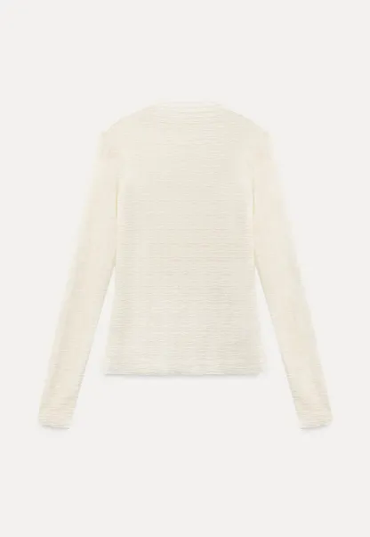 Elegant textured long sleeve top with subtle pattern design