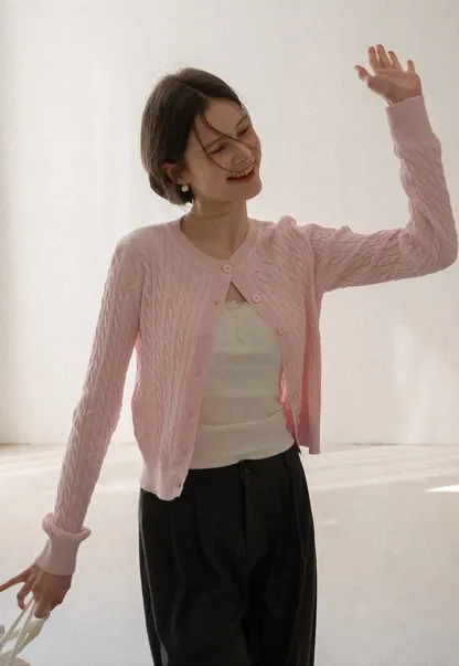 Cable Knit Long Sleeve Sweater Top