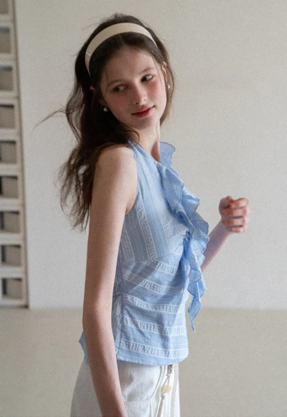 Halter Neck Top with Ruffled Detail