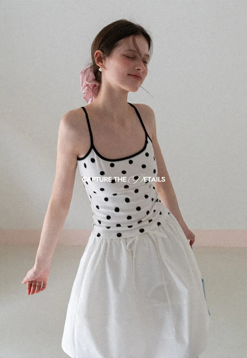 A-line skirt with drawstring waist and layered hem