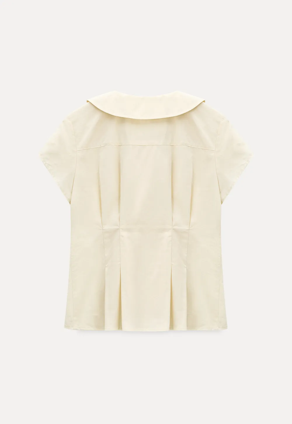 Short Sleeve Shirt with Peter Pan Collar and Peplum Hem