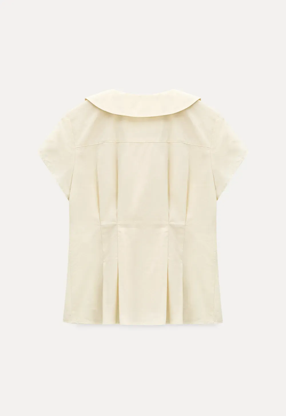 Short Sleeve Shirt with Peter Pan Collar and Peplum Hem