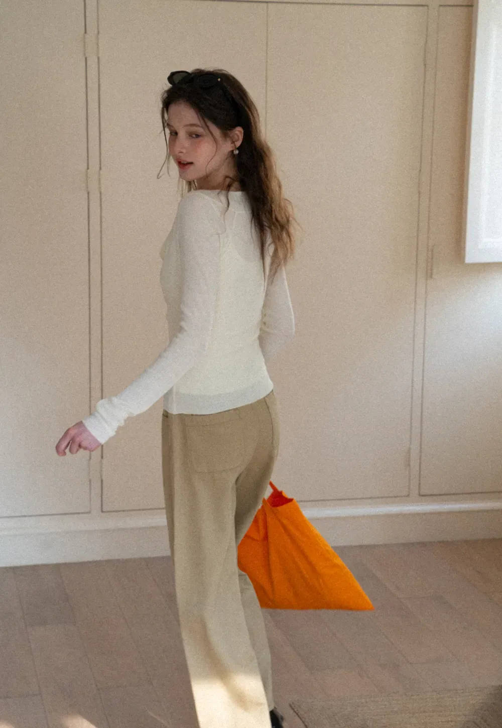 Wide leg high waist denim pants