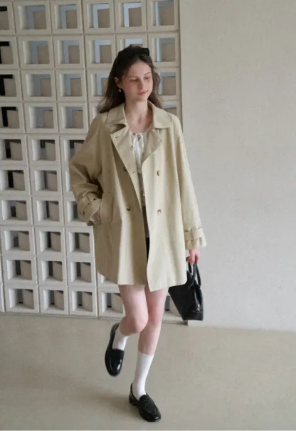 Elegant Double Breasted Short Jacket