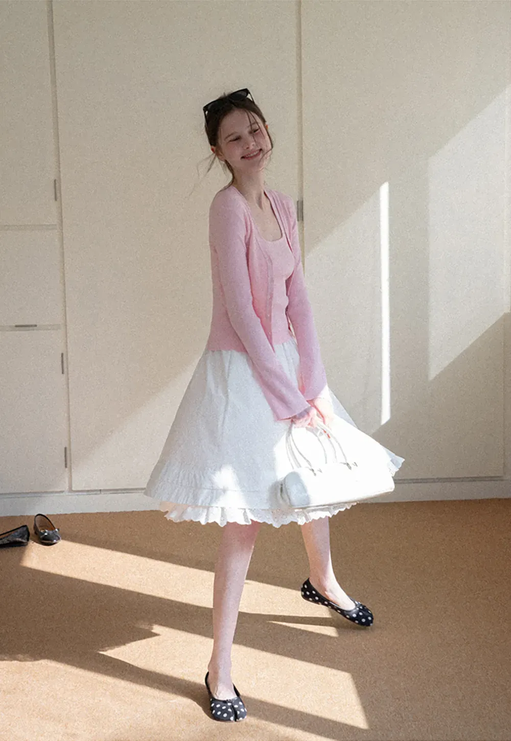 Light Knit Sweater Set with Tank Top and Cardigan Design