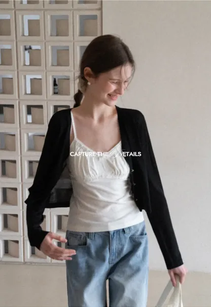 Lightweight Long Sleeve Cropped Knit Top