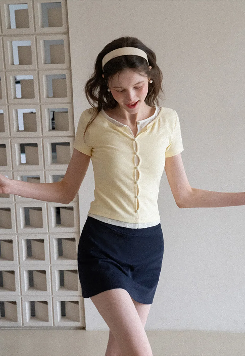 A-line mini skirt with elastic waistband