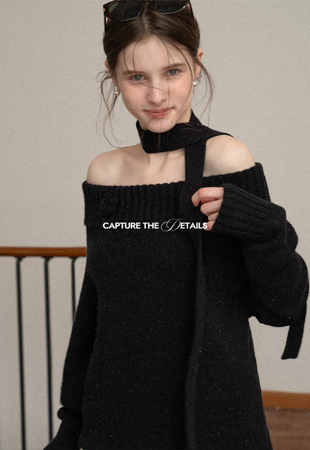 Elegant High Neck Knit Sweater with Tie Detail