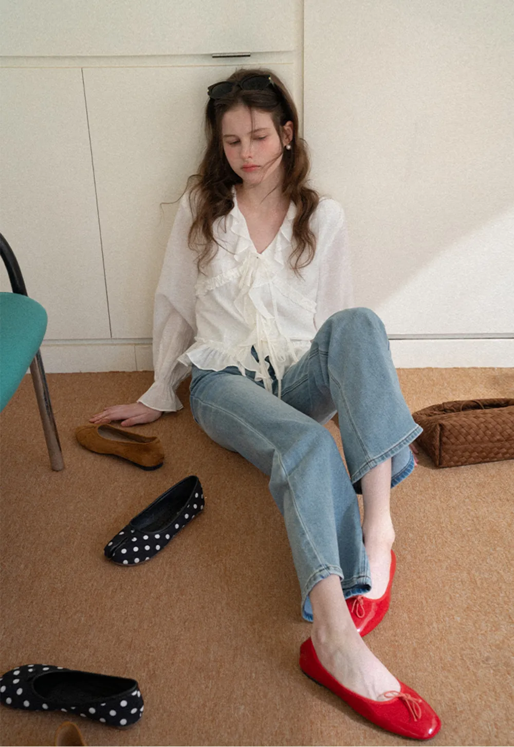 Elegant Blouse with Ruffle Detail and Tie Front Design