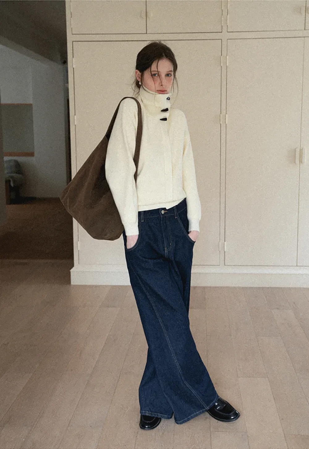 Turtleneck Knit Sweater for Women