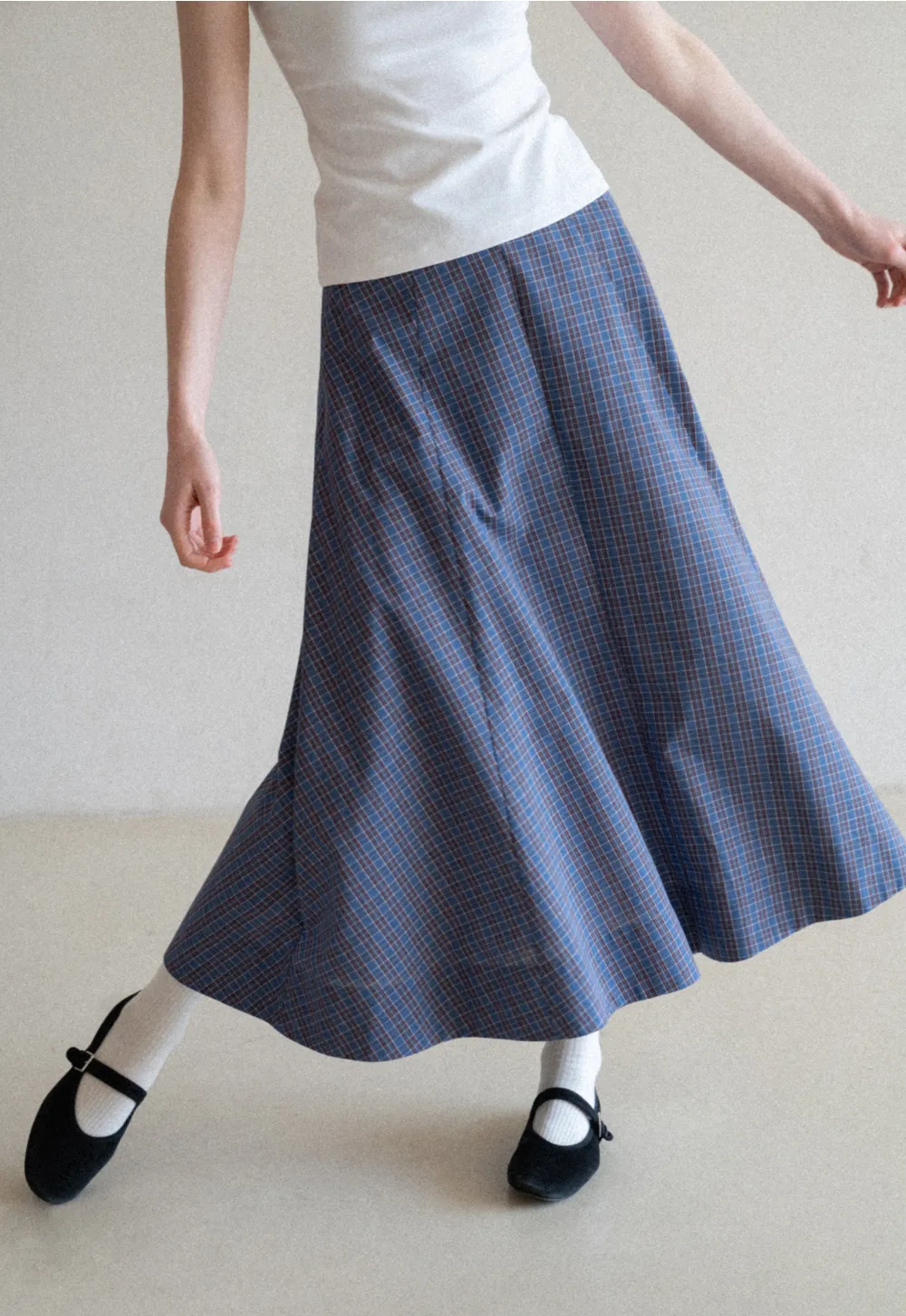 Plaid A-line Midi Skirt
