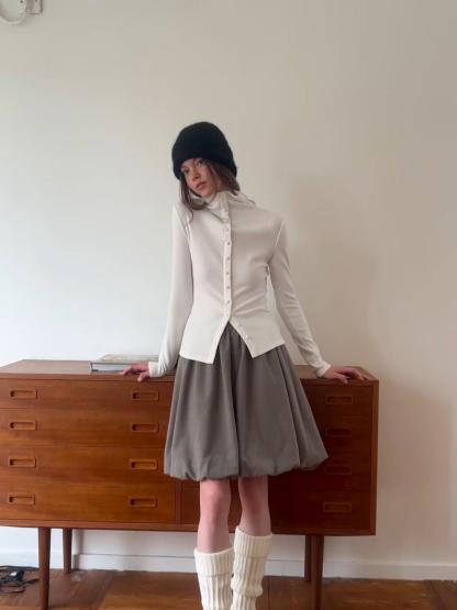 Elegant Ribbed Top with Button Detailing