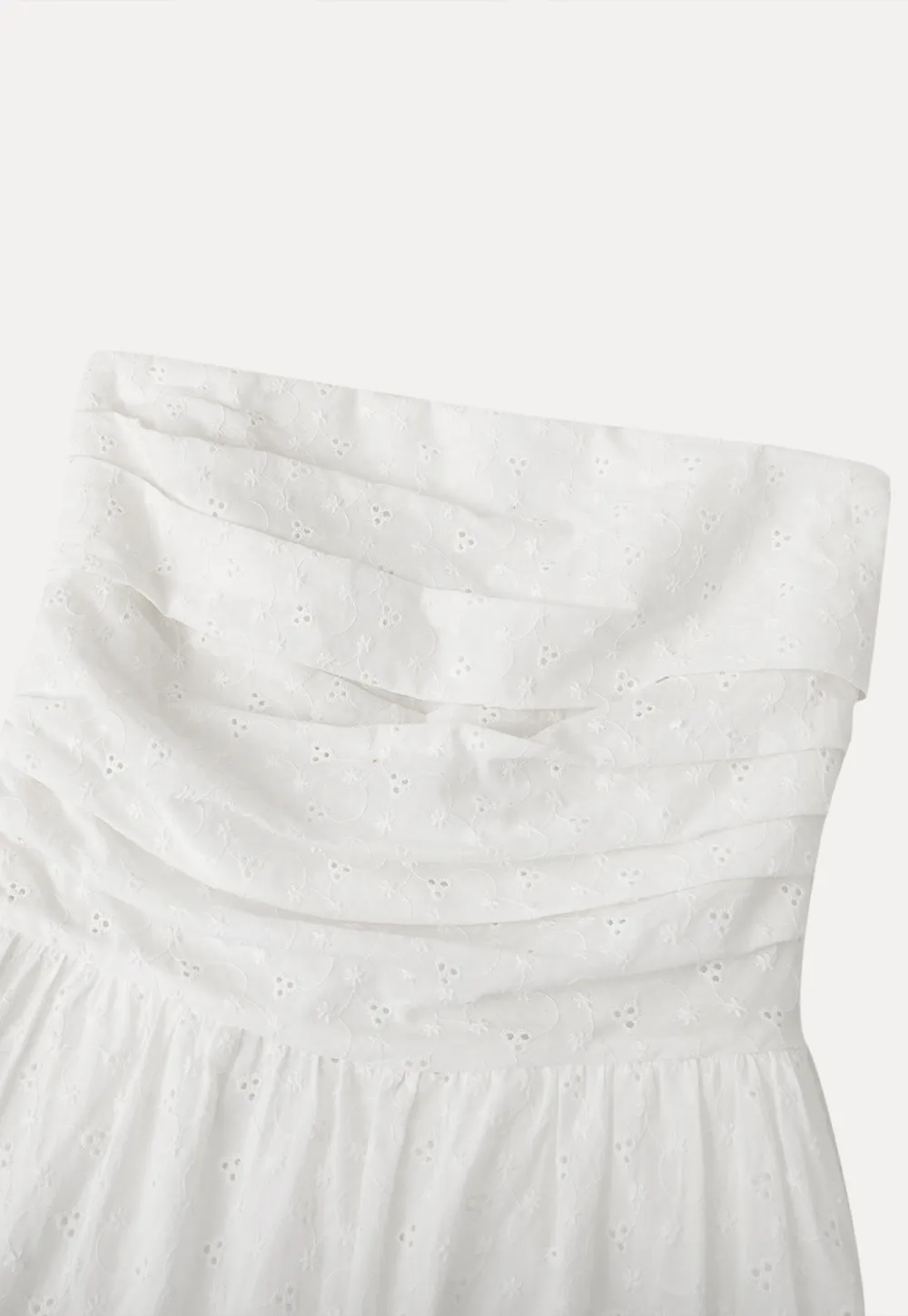 Strapless A-line Midi Dress with Ruched Bodice