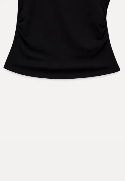 Womens Asymmetrical Neck Slim Fit Long Sleeve Top